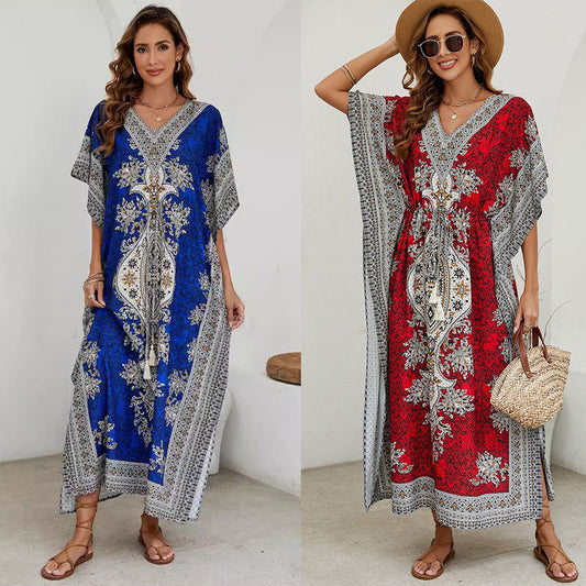 Robe maxi kaftan imprimée bohème pour femmes Chic und Stil