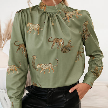 Blouse femme avec imprimé animal glamour et col montant élégant Chic und Stil