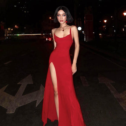 Robe de soirée séduisante pour femmes avec fente haute Chic und Stil