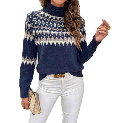 Pull à col montant pour femmes avec motif hivernal Chic und Stil