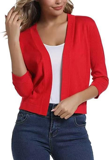 Dames cardigan décontracté avec devant ouvert et manches 3/4 Chic und Stil