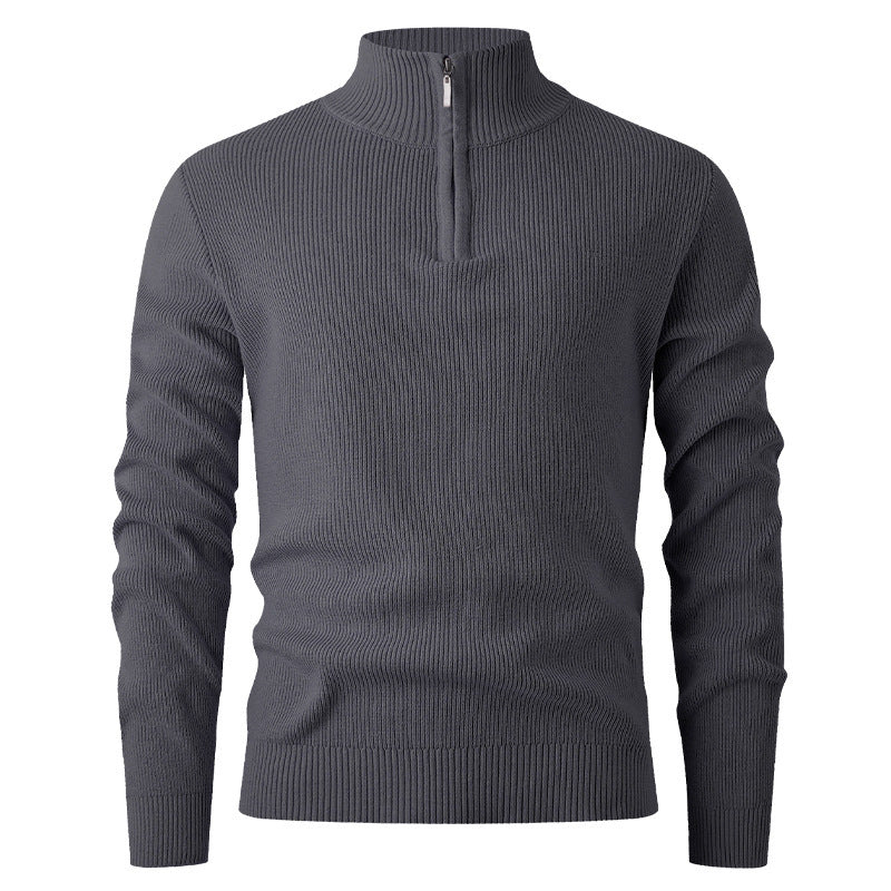 Pull en tricot pour hommes avec demi-fermeture éclair et structure côtelée Chic und Stil