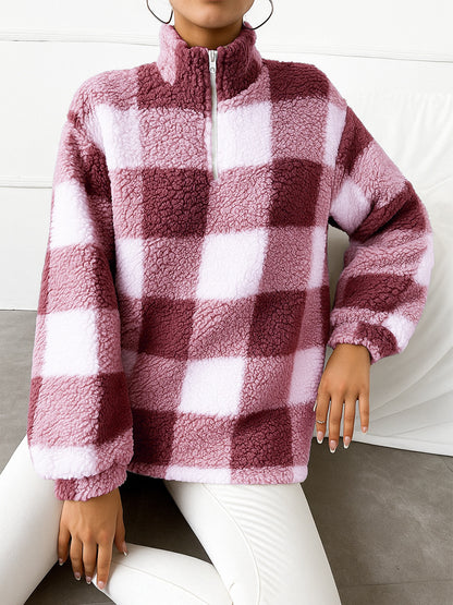 Pull en fleece pour femmes avec col montant et fermeture éclair intégrale Chic und Stil