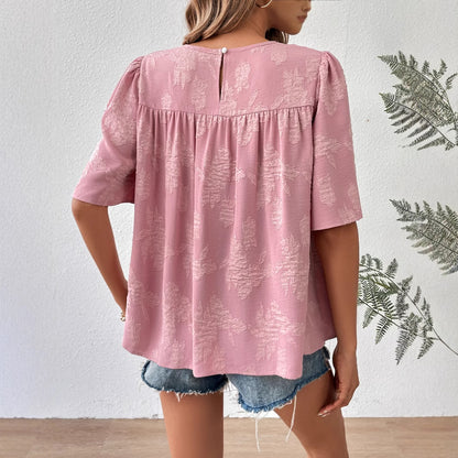 Blouse en coton tendance pour femmes avec design texturé et manches 3/4 décontractées Chic und Stil