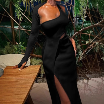 Dames Élégante robe portefeuille avec décolleté asymétrique et fente haute Chic und Stil