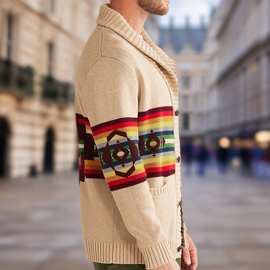Cardigan en tricot pour hommes avec motif coloré et coupe décontractée Chic und Stil