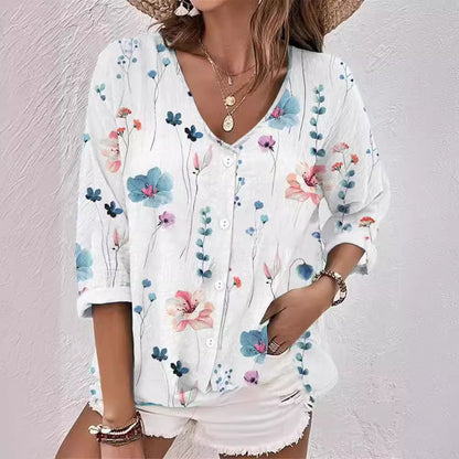 Chemisier pour femmes avec design floral et devant à boutons Chic und Stil