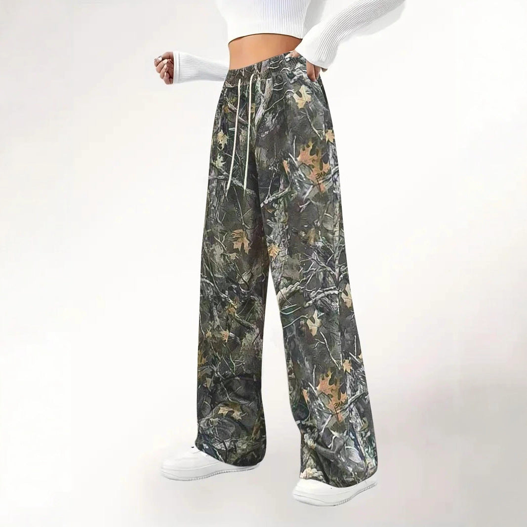 Camouflage palazzo pants for women with elastic waist and comfortable fit Chic und Stil
