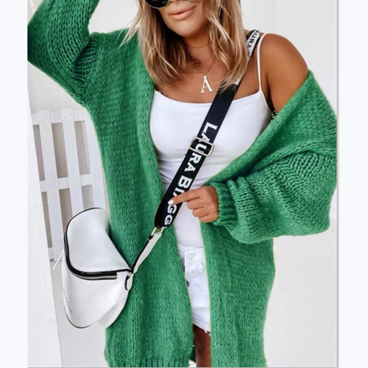 Dames gros tricot cardigan avec devant ouvert et coupe décontractée Chic und Stil