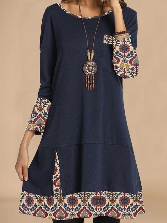Robe tunique élégante pour femmes avec des manches créatives 3/4 et un ourlet artistique Chic und Stil