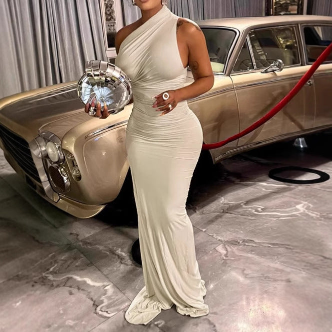 Dames Élégante Robe Maxi Enveloppe avec Encolure Asymétrique et Coupe Luxueuse Chic und Stil