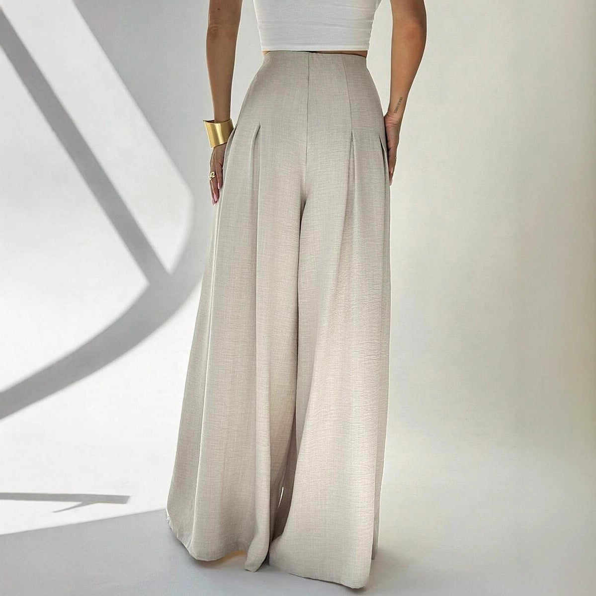 Wide palazzo pants for women with elegant pleats and high waist Chic and Style