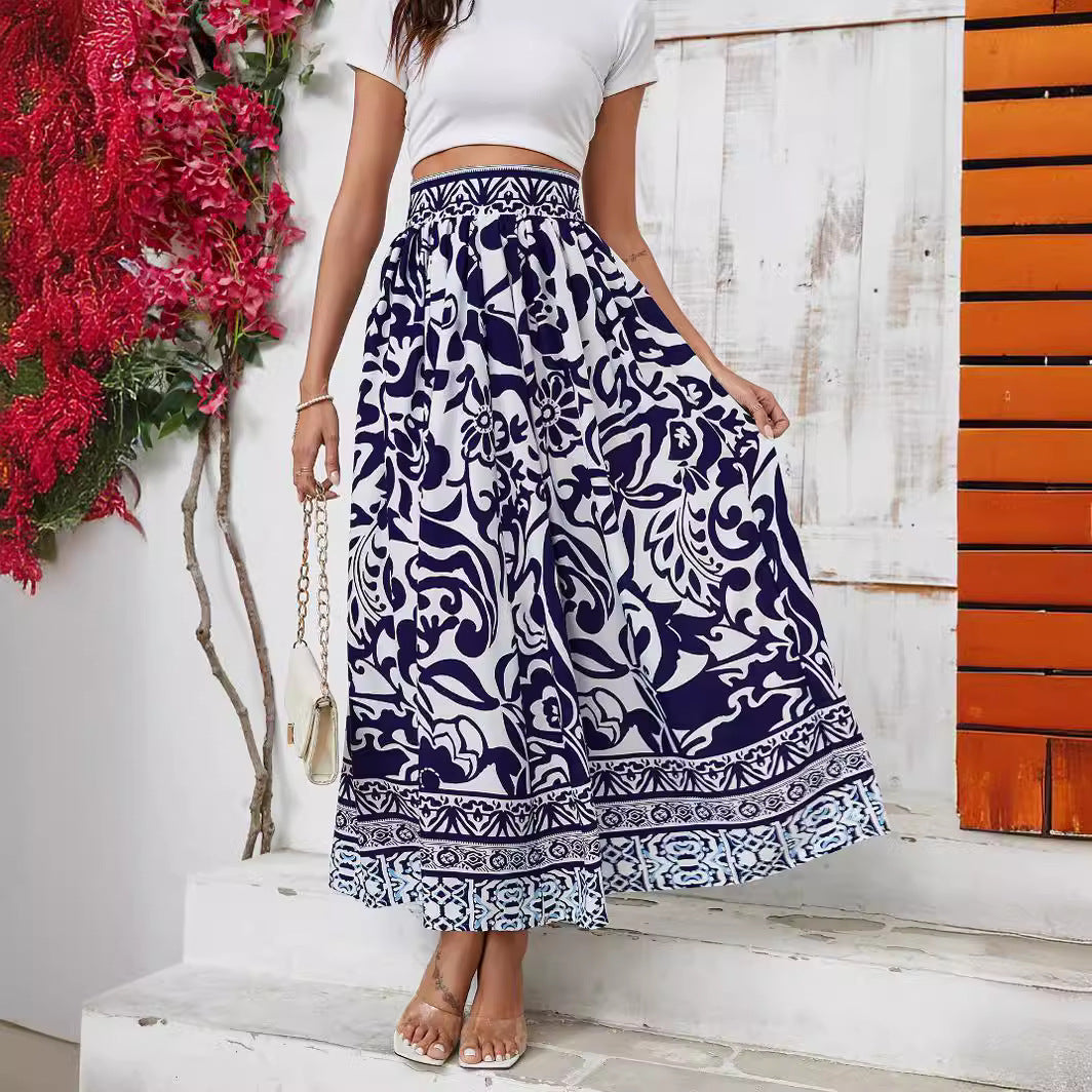 Dames Élégant Fleurs Maxi Jupe Chic und Stil