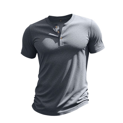 T-shirt Henley à manches courtes décontracté pour hommes en matériau respirant Chic und Stil