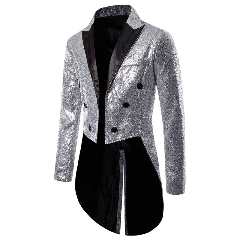 Dames Élégant Manteau en Paillettes avec double rangée de boutons et design moderne Chic und Stil