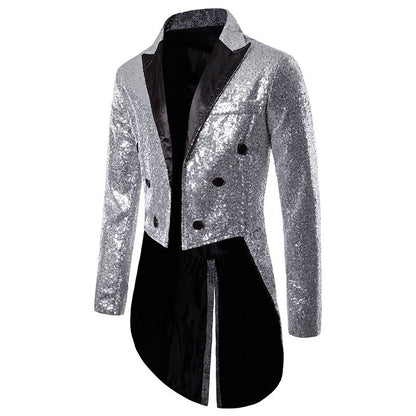 Dames Élégant Manteau en Paillettes avec double rangée de boutons et design moderne Chic und Stil