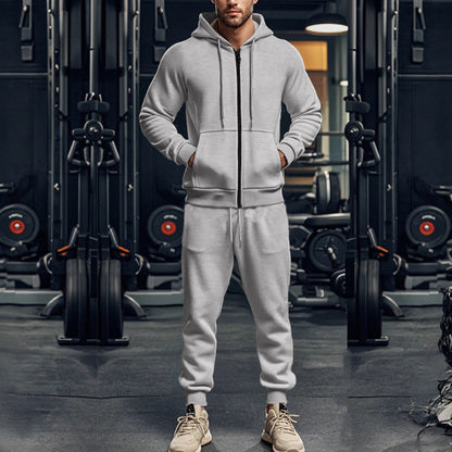 Men's sporty hoodie and jogger pants set with full zip and elastic waist Chic and Style