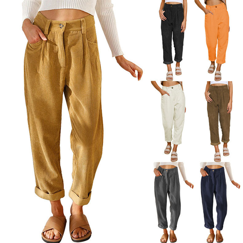 High-waisted corduroy pants for women with a relaxed fit Chic and Style