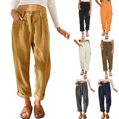 High-waisted corduroy pants for women with a relaxed fit Chic and Style