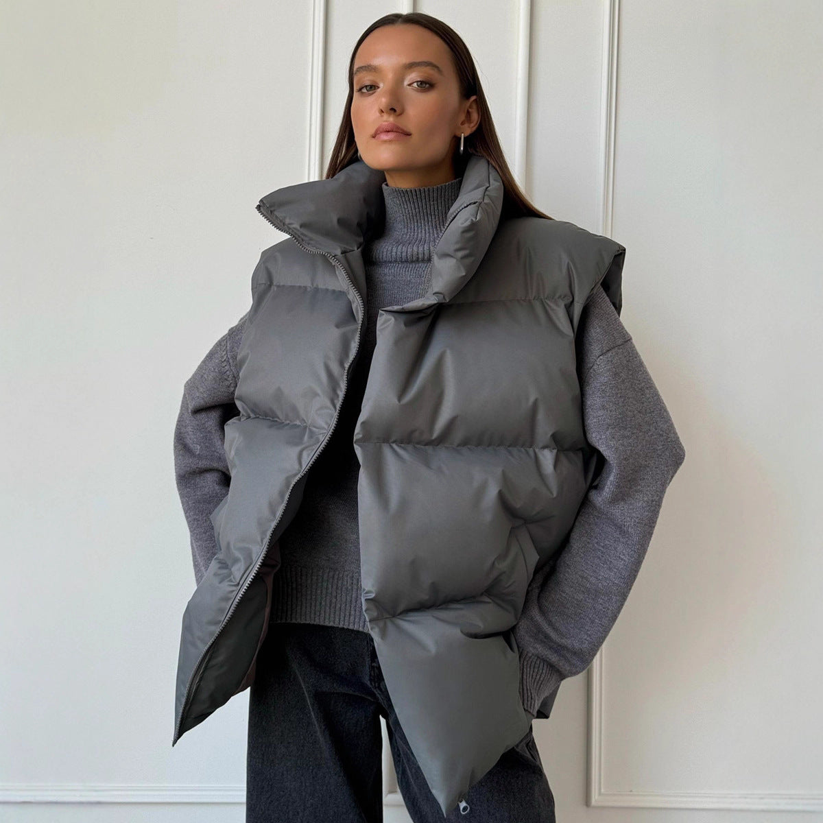 Dames gilet rembourré avec col haut et poches latérales pratiques Chic und Stil