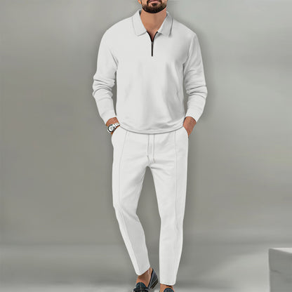 Men's Sports Zip-Up Sweater and Elegant Slim-Fit Pants Chic and Style