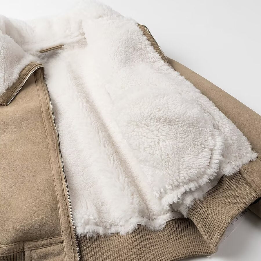 Dames élégante veste matelassée avec col en fausse fourrure douce et poches pratiques Chic und Stil