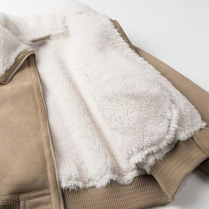 Dames élégante veste matelassée avec col en fausse fourrure douce et poches pratiques Chic und Stil