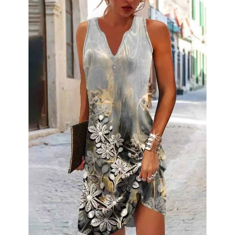 Robe d'été élégante pour femmes avec décolleté en V profond et motif séduisant Chic und Stil