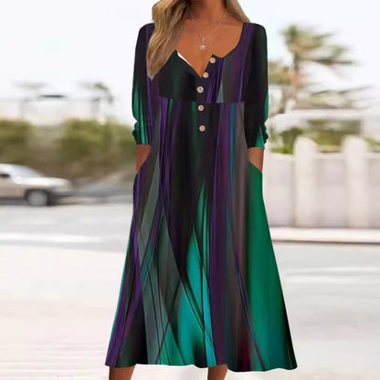 Robe maxi femme avec détail de bouton avant et poches latérales Chic und Stil