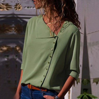 Dames Boutonné Détente Fit Blouse Chic und Stil