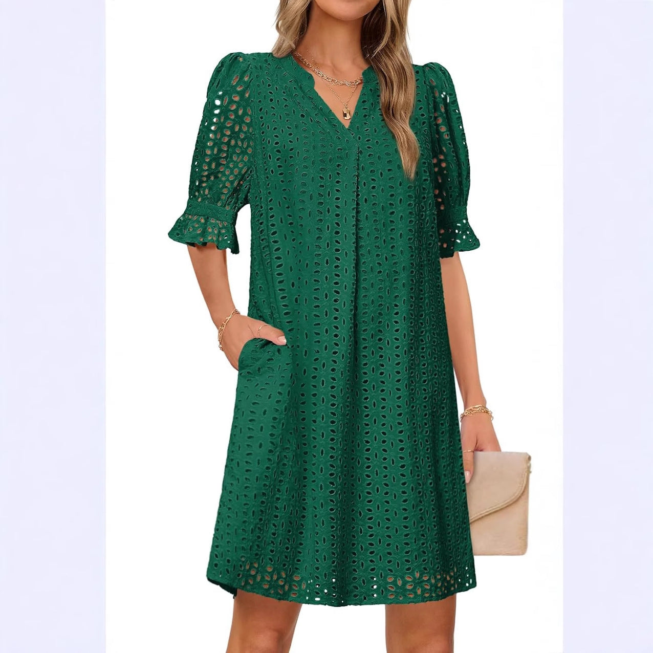 Robe d'été fluide pour femme avec des détails en dentelle élégants Chic und Stil