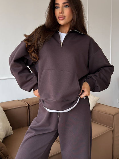 Dames Casual Oversized Hoodie et pantalon relax large Set Chic und Stil