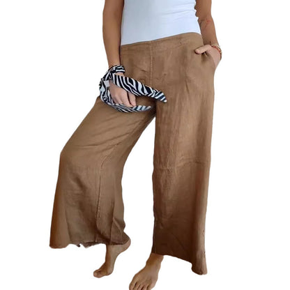 Chic and Style breathable wide linen pants for ladies