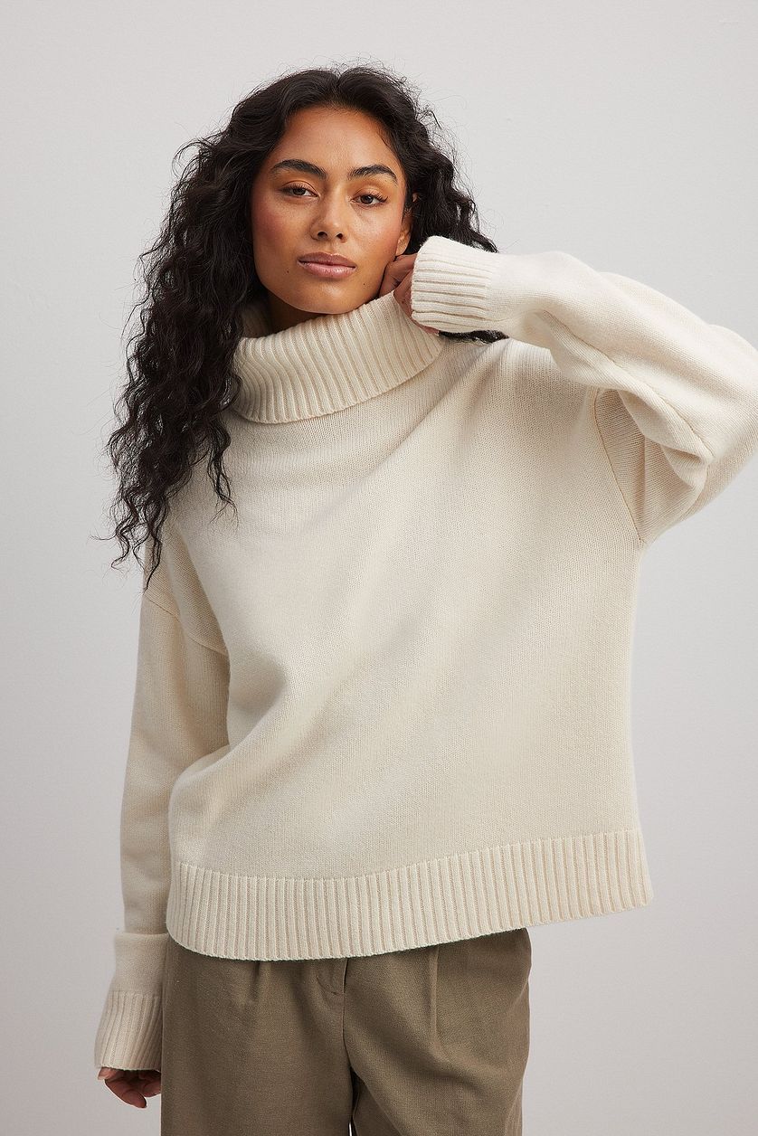 Dames pull-over col roulé fin en tricot doux Chic und Stil