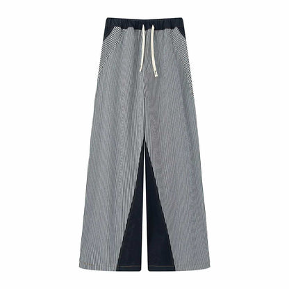 Damen weite Hose mit elastischem Bund und stilvollem Streifenmuster Chic und Stil