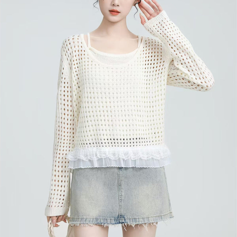 Femme pull léger avec détail volants Chic und Stil
