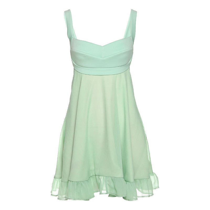 Robe d'été aérienne pour femmes avec une jupe évasée et des bretelles spaghetti Chic und Stil