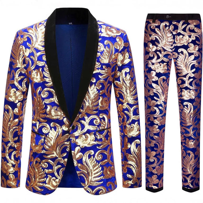 Costume élégant en velours pour hommes avec motif en sequins brillants Chic und Stil