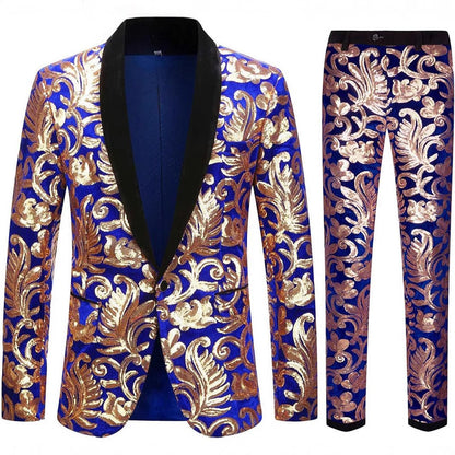 Costume élégant en velours pour hommes avec motif en sequins brillants Chic und Stil