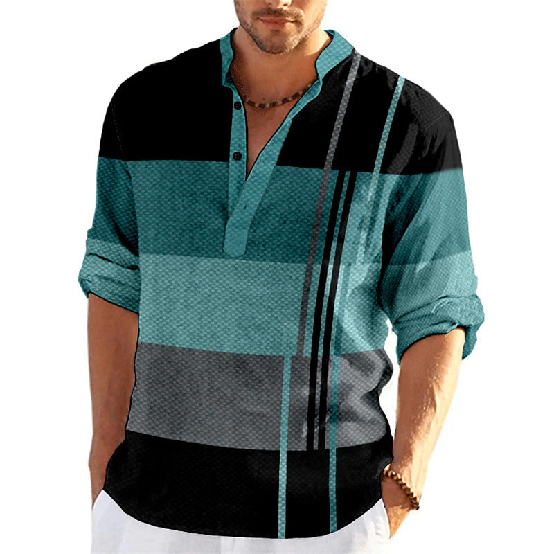 Chemise popover rayée décontractée pour hommes Chic und Stil