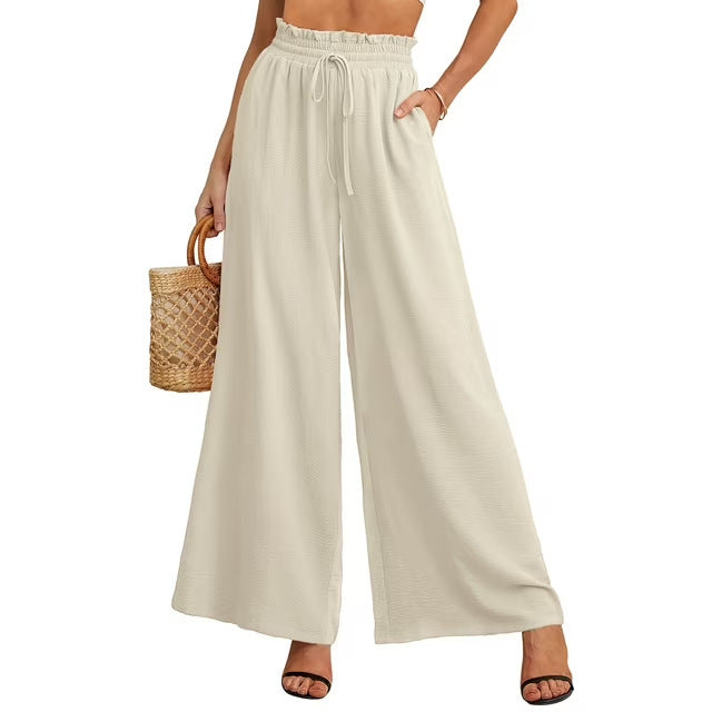 Women Summer Loose and Airy Pants with Elastic Waistband and Ties Chic and Style