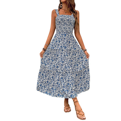Robe Maxi Smockée à Imprimé Floral pour Femme Chic und Stil