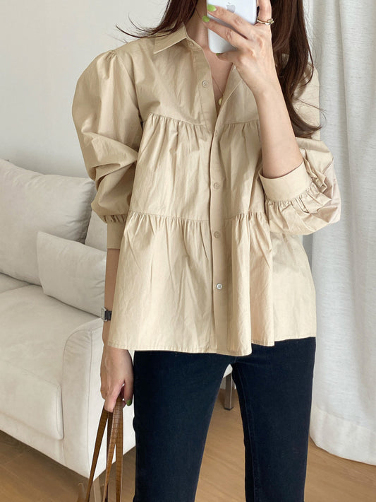 Blouse à boutonnage élégant en couches pour femmes Chic und Stil