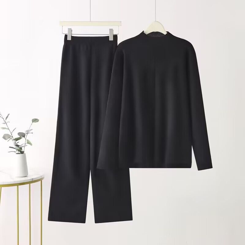 Dames ensemble élégant composé de haut à manches longues et de pantalons palazzo Chic und Stil