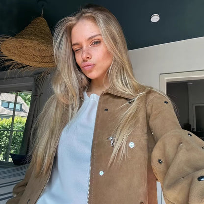 Ladies Fashionable Short Jacket with Studs Chic and Style