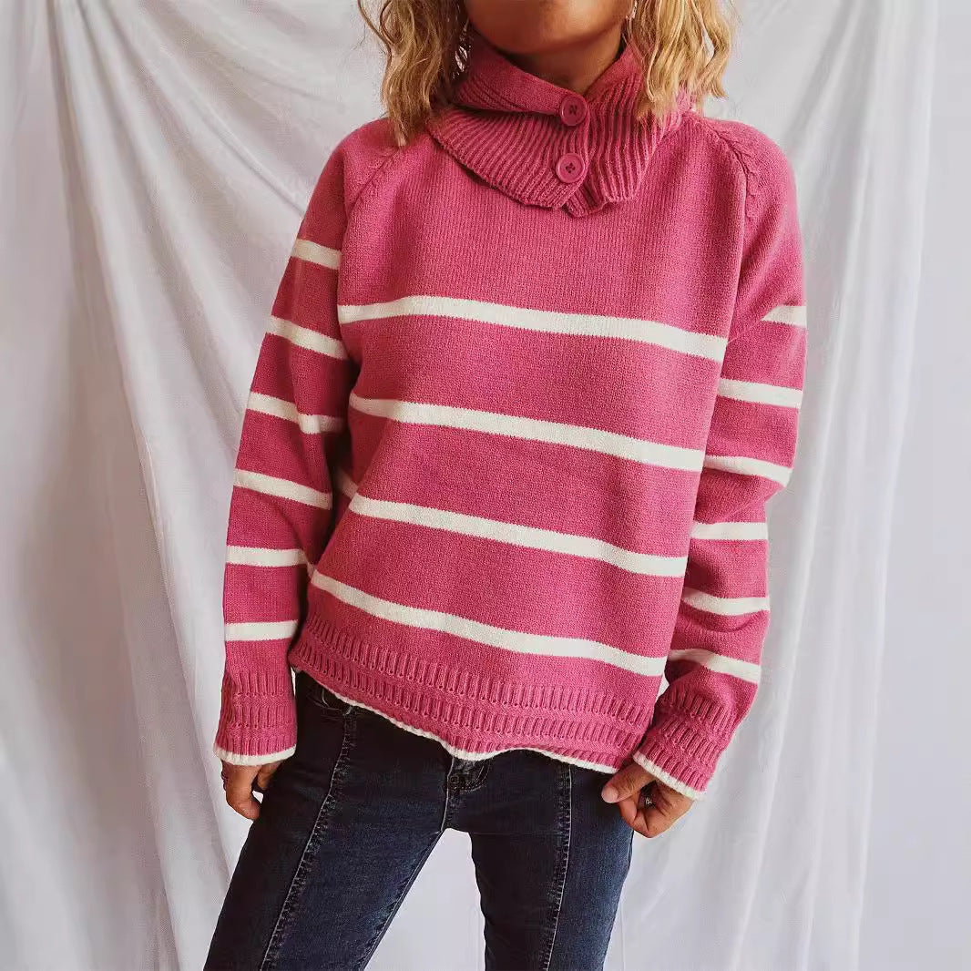 Pull décontracté pour femmes avec col structuré et motif rayé tendance Chic und Stil
