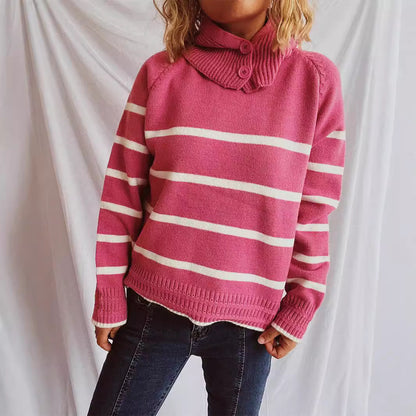 Pull décontracté pour femmes avec col structuré et motif rayé tendance Chic und Stil