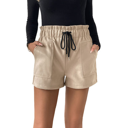 Femme Cozy French Terry Ceinture à nouer Shorts Chic und Stil