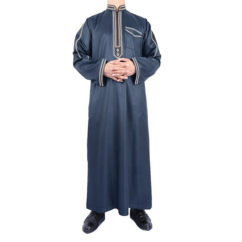 Homme robe longue traditionnelle avec broderie décorative et élégante patte de boutonnage Chic und Stil