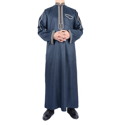 Homme robe longue traditionnelle avec broderie décorative et élégante patte de boutonnage Chic und Stil
